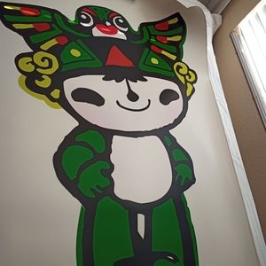 Giant Beijing Olympics poster panda with 2008 collector coin with certificate